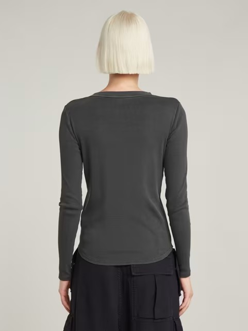 G-Star Overdyed Slim TopLong-Sleeve Crewneck in Charcoal Gray